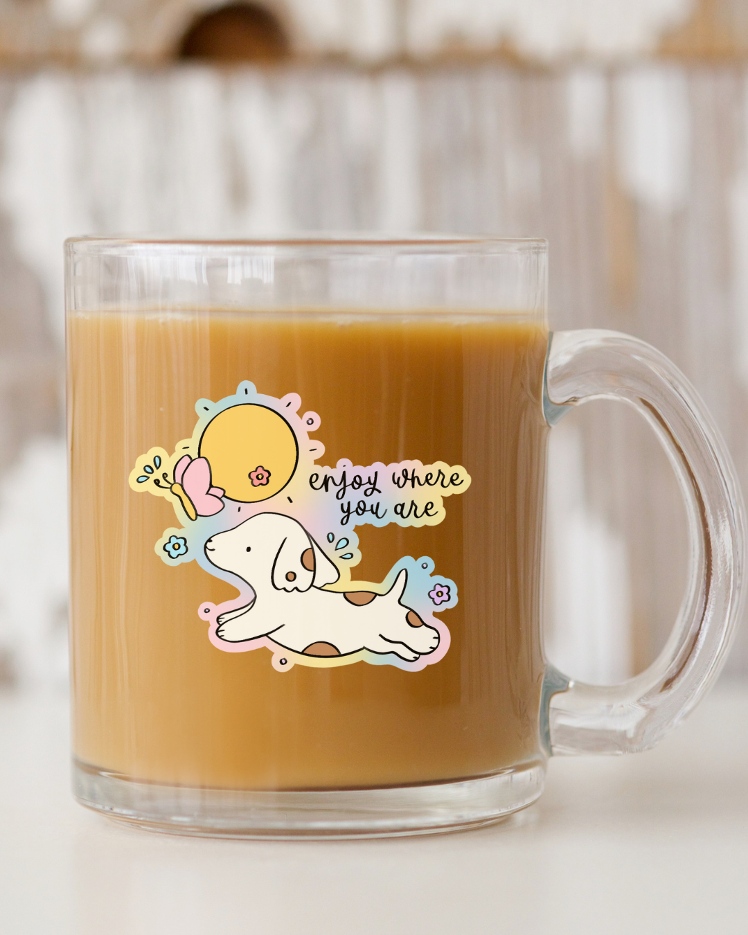 Enjoy Where You Are Glass Mug